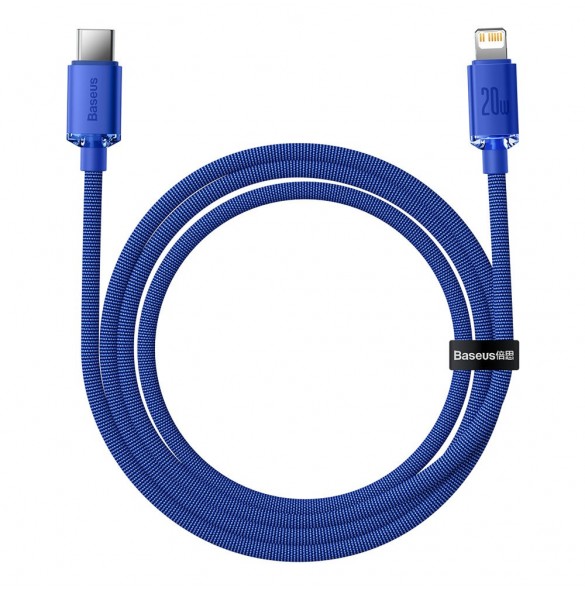 Baseus Crystal Shine Series-kabel USB-kabel för snabb laddning och dataöverföring USB Typ C - Lightning 20W 1,2m blå (CAJY000203