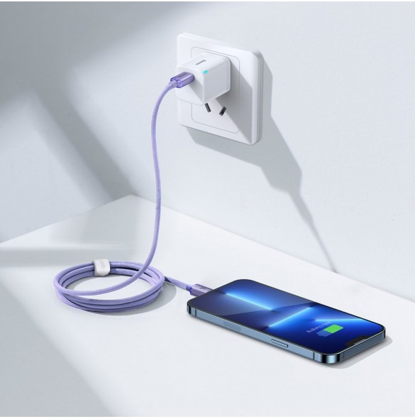 Baseus Crystal Shine Series-kabel USB-kabel för snabb laddning och dataöverföring USB Typ C - Lightning 20W 1,2m lila (CAJY00020
