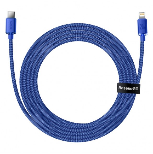 Baseus Crystal Shine Series-kabel USB-kabel för snabb laddning och dataöverföring USB Typ C - Lightning 20W 2m blå (CAJY000303)