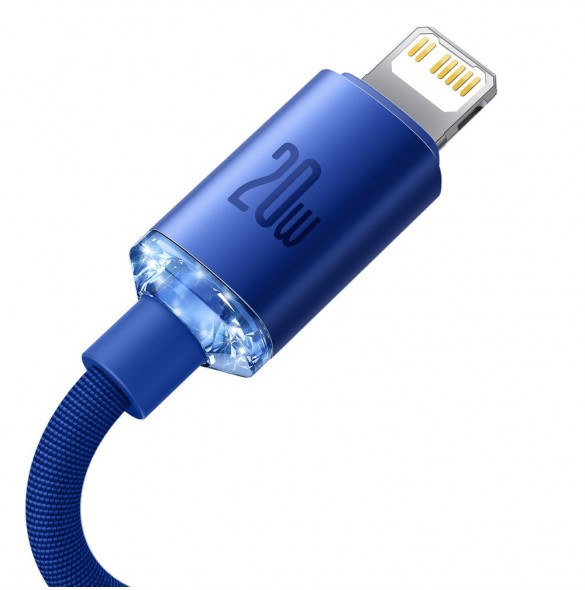 Baseus Crystal Shine Series-kabel USB-kabel för snabb laddning och dataöverföring USB Typ C - Lightning 20W 2m blå (CAJY000303)
