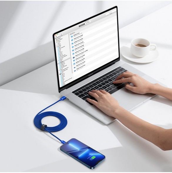 Baseus Crystal Shine Series-kabel USB-kabel för snabb laddning och dataöverföring USB Typ C - Lightning 20W 2m blå (CAJY000303)