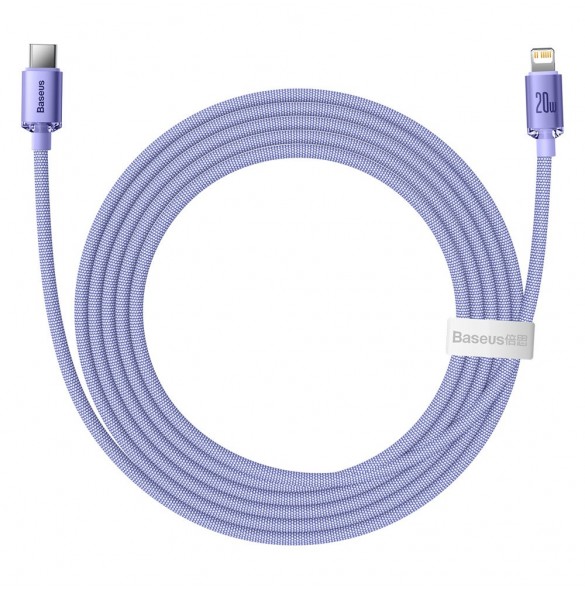 Baseus Crystal Shine Series-kabel USB-kabel för snabb laddning och dataöverföring USB Typ C - Lightning 20W 2m lila (CAJY000305)