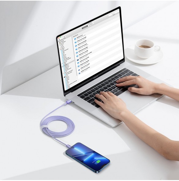 Baseus Crystal Shine Series-kabel USB-kabel för snabb laddning och dataöverföring USB Typ C - Lightning 20W 2m lila (CAJY000305)