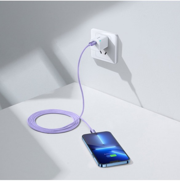 Baseus Crystal Shine Series-kabel USB-kabel för snabb laddning och dataöverföring USB Typ C - Lightning 20W 2m lila (CAJY000305)