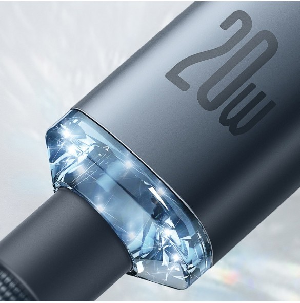 Baseus Crystal Shine Series-kabel USB-kabel för snabb laddning och dataöverföring USB Typ C - Lightning 20W 2m lila (CAJY000305)