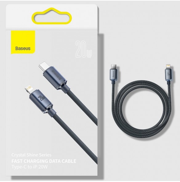 Baseus Crystal Shine Series-kabel USB-kabel för snabb laddning och dataöverföring USB Typ C - Lightning 20W 2m lila (CAJY000305)