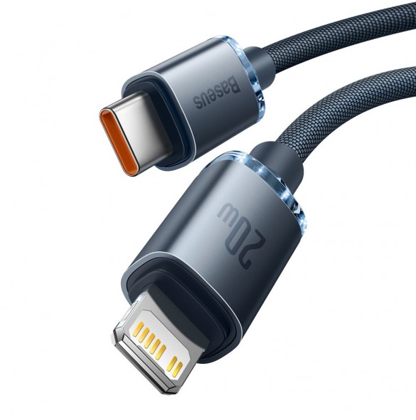 Baseus crystal shine serie snabbladdningsdatakabel USB typ C till Lightning 20W 1,2m svart (CAJY000201)