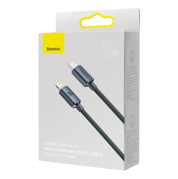 Baseus crystal shine serie snabbladdningsdatakabel USB typ C till Lightning 20W 1,2m svart (CAJY000201)