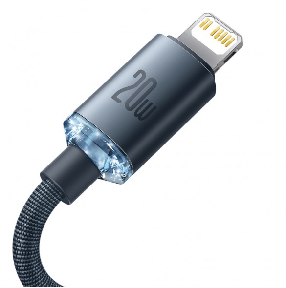 Baseus crystal shine serie snabbladdningsdatakabel USB typ C till Lightning 20W 1,2m svart (CAJY000201)