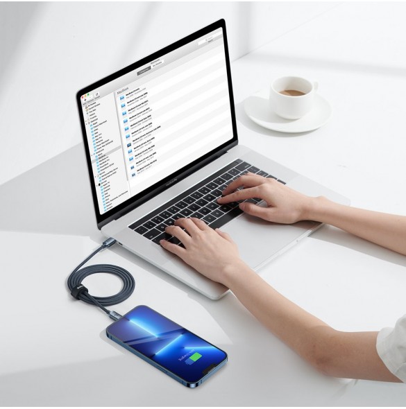 Baseus crystal shine serie snabbladdningsdatakabel USB typ C till Lightning 20W 1,2m svart (CAJY000201)