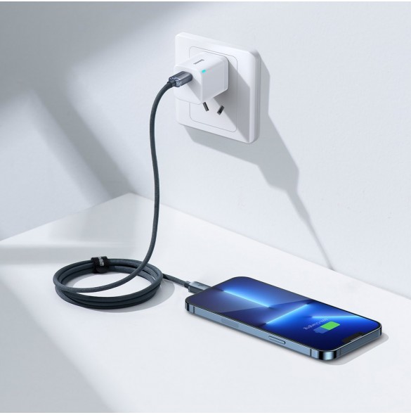 Baseus crystal shine serie snabbladdningsdatakabel USB typ C till Lightning 20W 1,2m svart (CAJY000201)