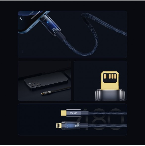 Baseus Explorer Series-kabel USB Typ C - Lightning 20W 2m svart (CATS000101)