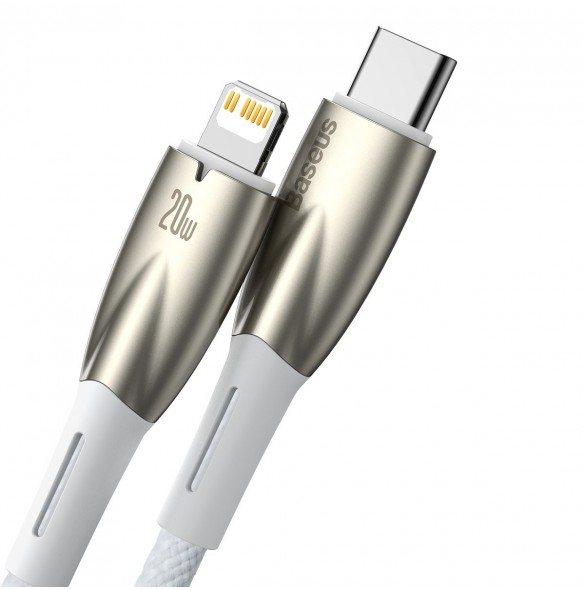 Baseus Glimmer Series-kabel med snabbladdning USB-C - Lightning 480Mb/s PD 20W 1m vit