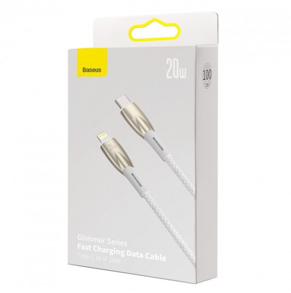 Baseus Glimmer Series-kabel med snabbladdning USB-C - Lightning 480Mb/s PD 20W 1m vit