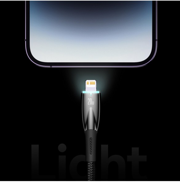 Baseus Glimmer Series-kabel med snabbladdning USB-C - Lightning 480Mb/s PD 20W 1m vit