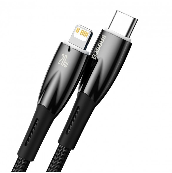 Baseus Glimmer Series snabbladdningskabel USB-C - Lightning 480Mb/s PD 20W 2m svart