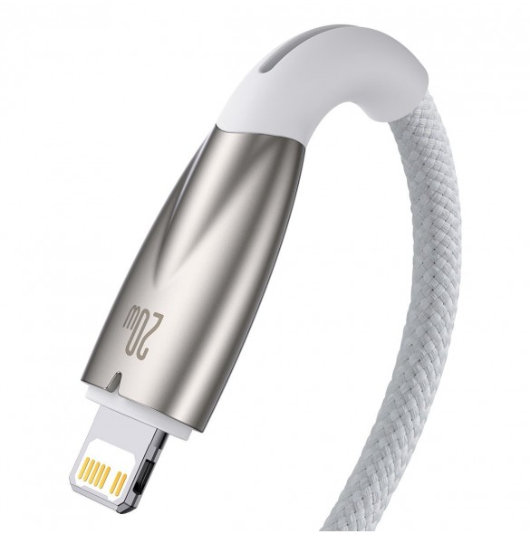 Baseus Glimmer Series snabbladdningskabel USB-C - Lightning 480Mb/s PD 20W 2m vit