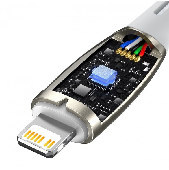 Baseus Glimmer Series snabbladdningskabel USB-C - Lightning 480Mb/s PD 20W 2m vit