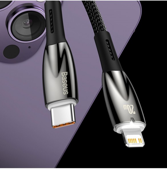 Baseus Glimmer Series snabbladdningskabel USB-C - Lightning 480Mb/s PD 20W 2m vit