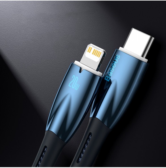 Baseus Glimmer Series snabbladdningskabel USB-C - Lightning 480Mb/s PD 20W 2m vit