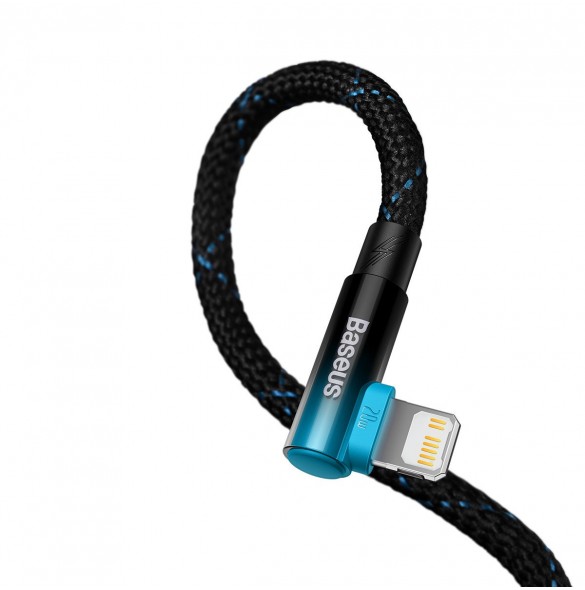 Baseus MVP 2 Vinklad armbågskabel Strömförsörjningskabel med sida USB Typ C / Lightning-kontakt 1m 20W blå (CAVP000221)