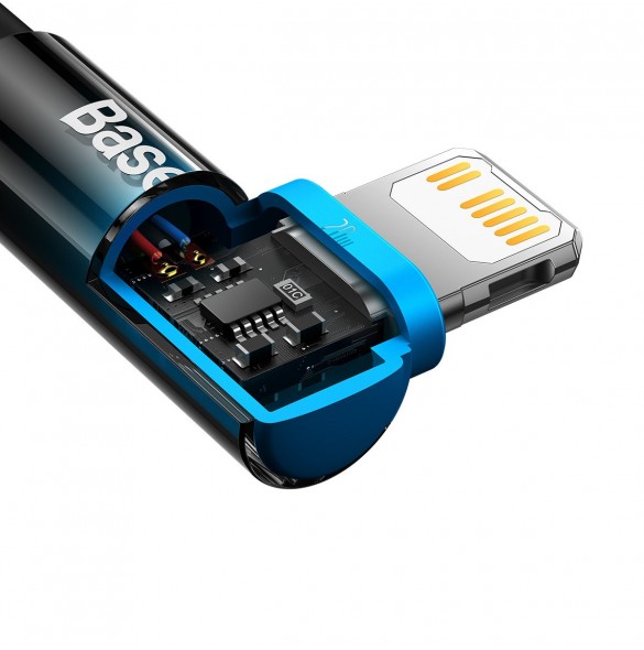 Baseus MVP 2 Vinklad armbågskabel Strömförsörjningskabel med sida USB Typ C / Lightning-kontakt 1m 20W blå (CAVP000221)