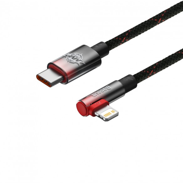 Baseus MVP 2 armbåge rätvinkel strömförsörjningskabel med sido-USB Typ C / Lightning 1m 20W Röd (CAVP000220)