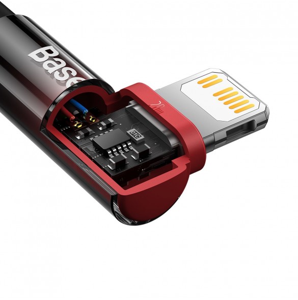 Baseus MVP 2 armbåge rätvinkel strömförsörjningskabel med sido-USB Typ C / Lightning 2m 20W Röd (CAVP000320)