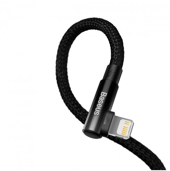 Baseus MVP 2 Armbåge rätvinkel strömförsörjningskabel med sido-USB Typ C / Lightning-kontakt 2m 20W svart (CAVP000301)