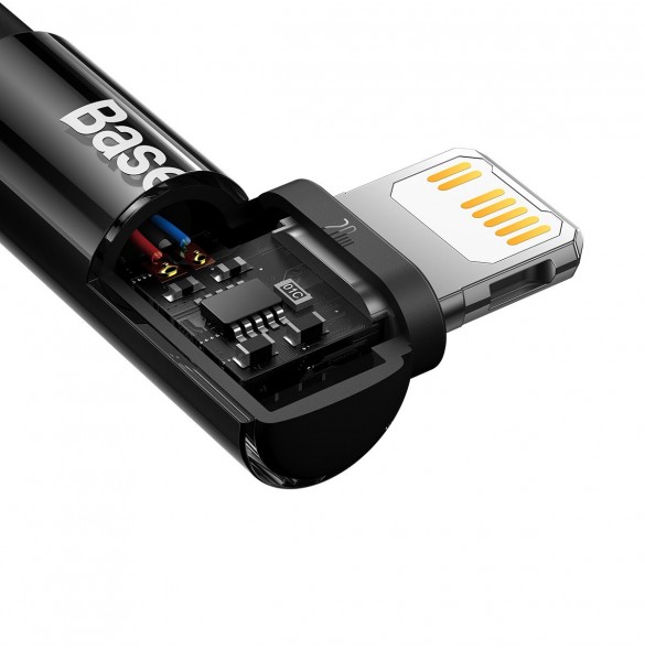 Baseus MVP 2 Armbåge rätvinkel strömförsörjningskabel med sido-USB Typ C / Lightning-kontakt 2m 20W svart (CAVP000301)