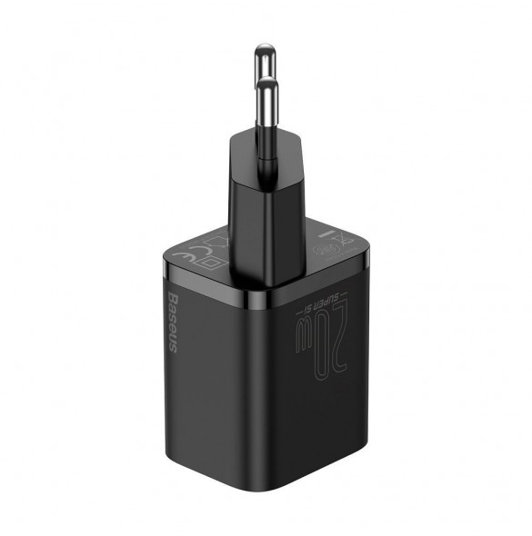 Baseus Super Si 1C snabbladdare USB Typ C 20W Strömförsörjning + USB Typ C - Lightning-kabel 1m svart (TZCCSUP-B01)