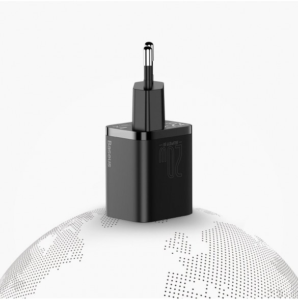 Baseus Super Si 1C snabbladdare USB Typ C 20W Strömförsörjning + USB Typ C - Lightning-kabel 1m svart (TZCCSUP-B01)