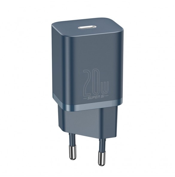 Baseus Super Si 1C snabbladdare USB Typ C 20W Strömförsörjning + USB Typ C - Lightning-kabel 1m blå (TZCCSUP-B03)