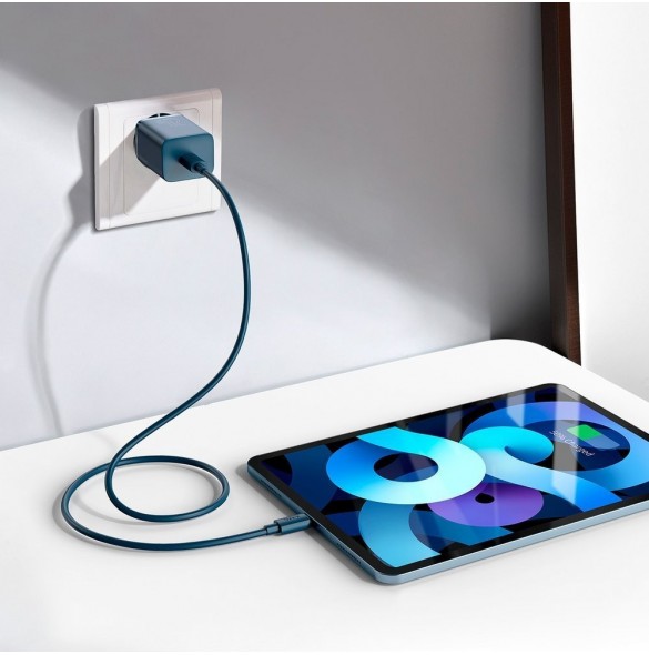 Baseus Super Si 1C snabbladdare USB Typ C 20W Strömförsörjning + USB Typ C - Lightning-kabel 1m blå (TZCCSUP-B03)