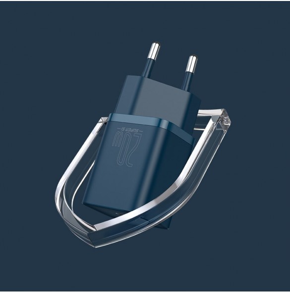 Baseus Super Si 1C snabbladdare USB Typ C 20W Strömförsörjning + USB Typ C - Lightning-kabel 1m blå (TZCCSUP-B03)