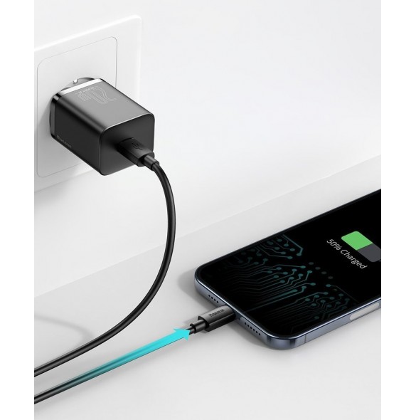 Baseus Super Si 1C snabbladdare USB Typ C 20W Strömförsörjning + USB Typ C - Lightning-kabel 1m vit (TZCCSUP-B02)