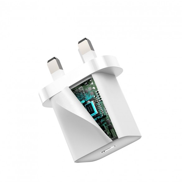 Baseus Super Si 1C snabbladdare USB Typ C 20W Strömförsörjning UK vit + USB Typ C - Lightning-kabel 1m (TZCCSUP-K02)