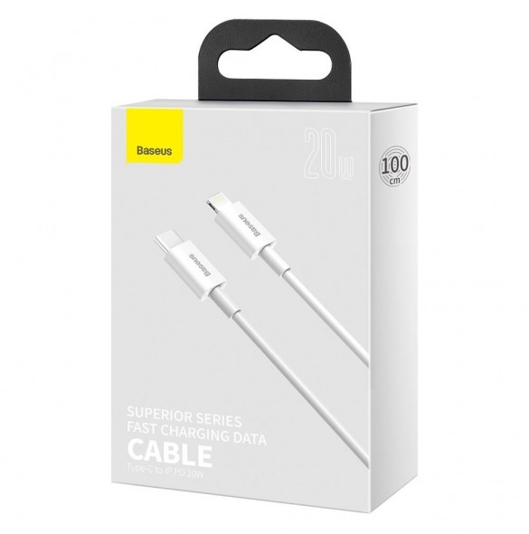 Baseus Superior-kabel USB Typ C - Lightning Power Delivery 20 W 1 m Vit (CATLYS-A02)