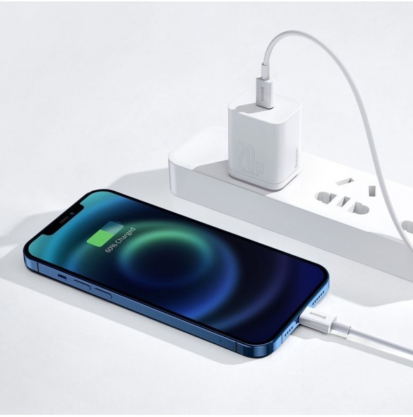 Baseus Superior-kabel USB Typ C - Lightning Power Delivery 20 W 1 m Vit (CATLYS-A02)