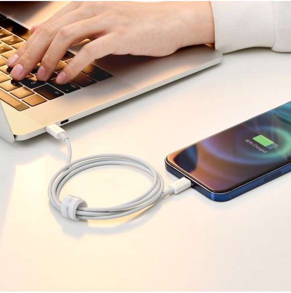 Baseus Superior-kabel USB Typ C - Lightning Power Delivery 20 W 1 m Vit (CATLYS-A02)