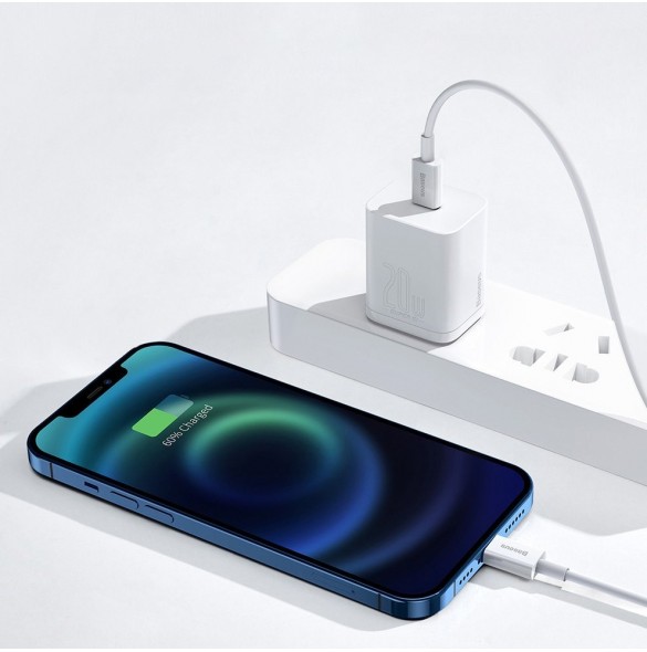Baseus Superior-kabel USB Typ C - Lightning Power Delivery 20 W 1 m Vit (CATLYS-A02)