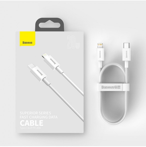 Baseus Superior-kabel USB Typ C - Lightning Power Delivery 20 W 1 m Vit (CATLYS-A02)