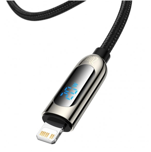 Baseus USB Typ C - Lightning 20W snabbladdningsdatakabel Strömförsörjning med skärmeffektmätare 2m svart (CATLSK-A01)