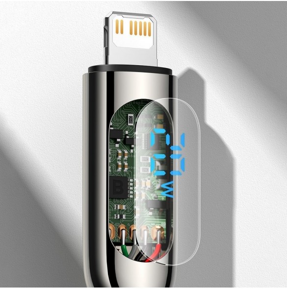 Baseus USB Typ C - Lightning 20W snabbladdningsdatakabel Strömförsörjning med skärmeffektmätare 2m svart (CATLSK-A01)
