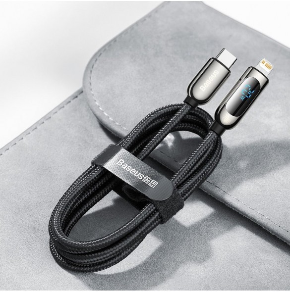 Baseus USB Typ C - Lightning 20W snabbladdningsdatakabel Strömförsörjning med skärmeffektmätare 2m svart (CATLSK-A01)