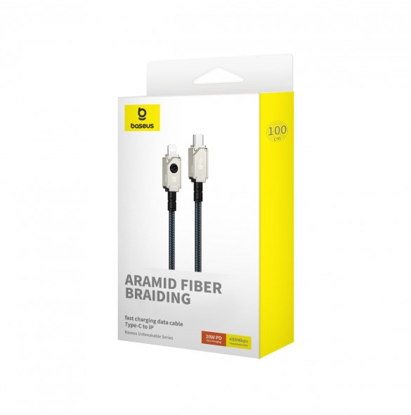USB C-kabel - Lightning Baseus Unbreakable 20W 480Mbps 1m - vit