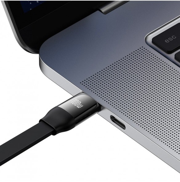 Baseus Bright Mirror 2 infällbar kabel 3-i-1-kabel USB Typ C - micro USB + Lightning + USB Typ C 3.5A 1.1m svart (CAMJ010201)