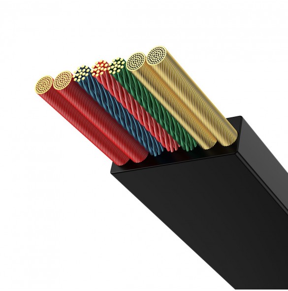 Baseus Bright Mirror 2 infällbar kabel 3-i-1-kabel USB Typ C - micro USB + Lightning + USB Typ C 3.5A 1.1m svart (CAMJ010201)