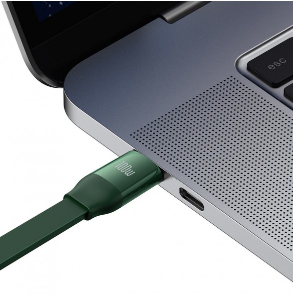 Baseus Bright Mirror 2 infällbar kabel 3-i-1-kabel USB Typ C - micro USB + Lightning + USB Typ C 3.5A 1.1m grön (CAMJ010206)