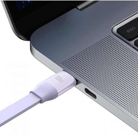 Baseus Bright Mirror 2 infällbar kabel 3-i-1-kabel USB Typ C - micro USB + Lightning + USB Typ C 3.5A 1.1m lila (CAMJ010205)